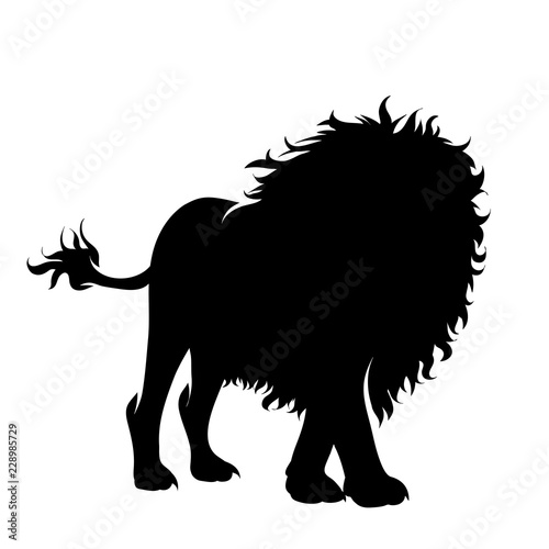Vector silhouette of lion on white background.