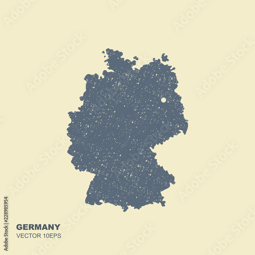 Map of Germany in flat style with scuffed effect