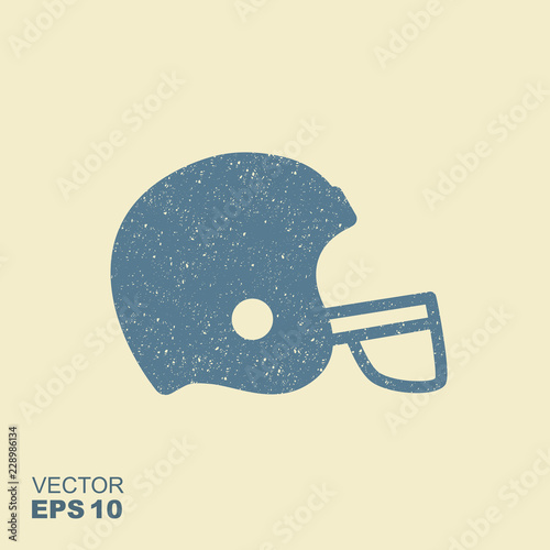 Football helmet sport icon symbol in flat style with scuffed effect