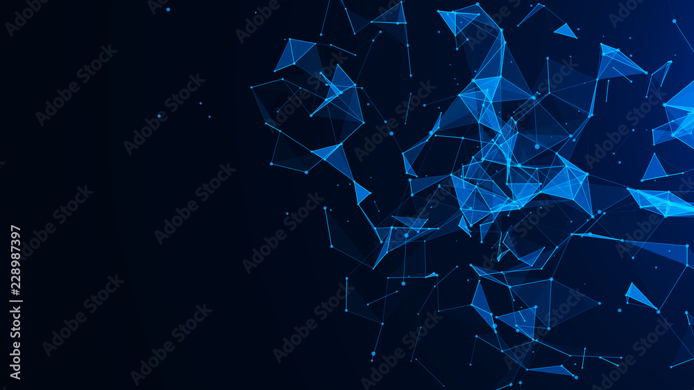 Abstract digital blue background. Plexus effect. Network connection ...
