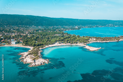 Aerial view of a Caridi beach in Halkidiki, Greece © marjan4782