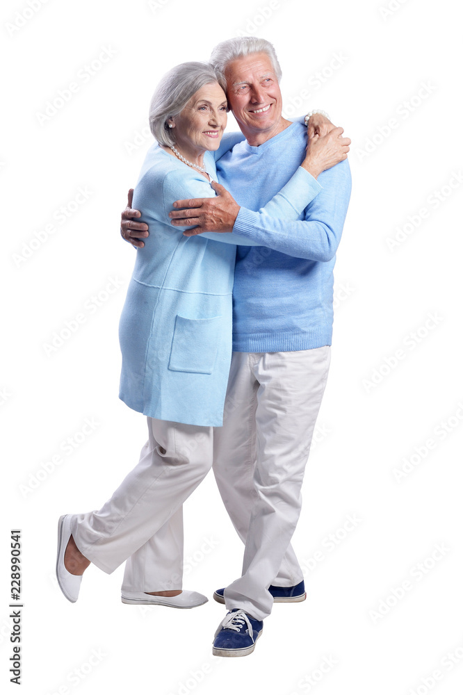 Portrait of happy senior couple on white background Portrait of happy senior couple on white background