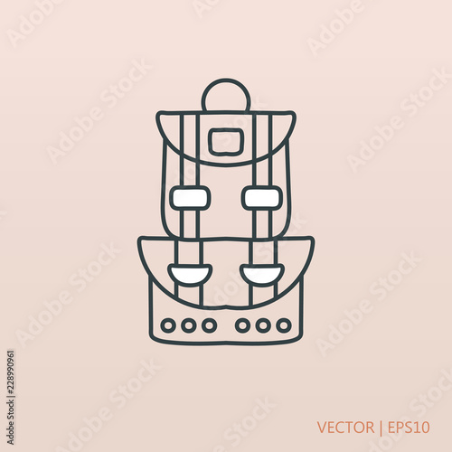 Traveller's retro backpack simple icon. Vector illustration