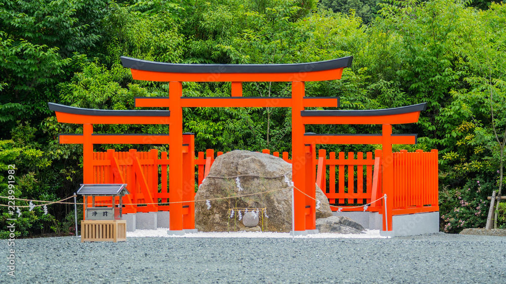 Japanese traditional Torii and Holy Stone Japanese traditional Torii and Holy Stone