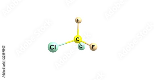 Dichlorodifluoromethane molecular structure isolated on white photo