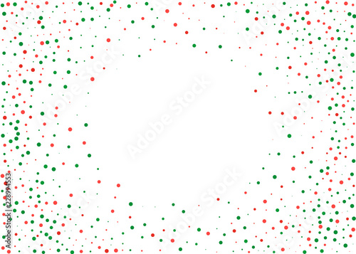 Festival pattern with color round glitter, confetti. Random, chaotic polka dot. Christmas color red and green