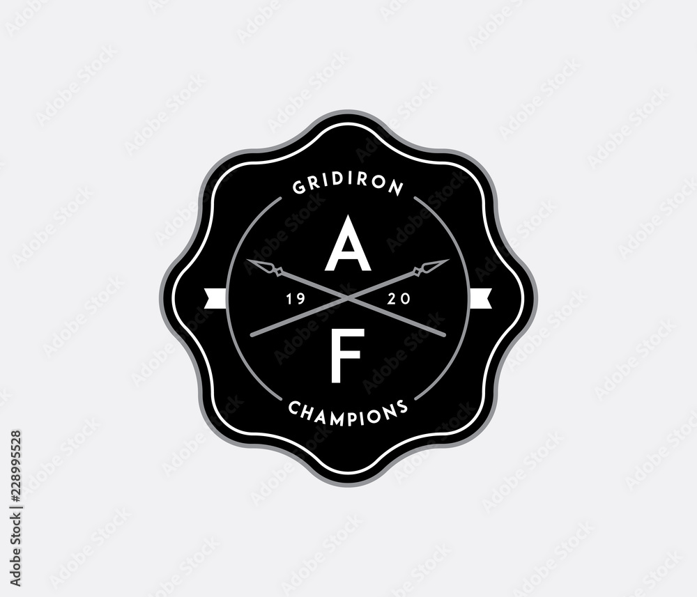 American football gridiron badge black on white American football gridiron badge black on white
