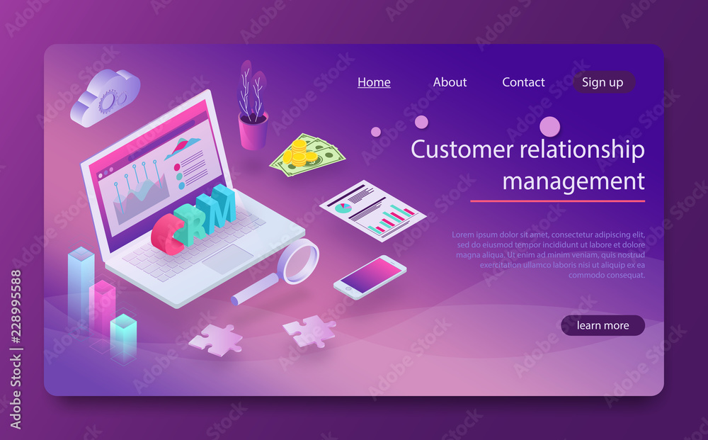 Customer relationship management CRM concept. CRM isometric vector illustration. Customer relationship management CRM concept. CRM isometric vector illustration.