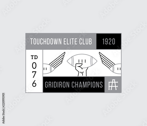 American football gridiron champions black on white