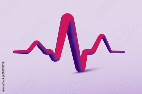 Pulce trace sign. Vector 3D medicine symbol.