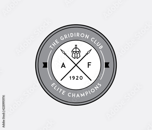 American football gridiron club badge black on white