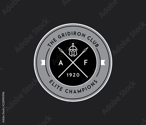 American football gridiron club badge white on black