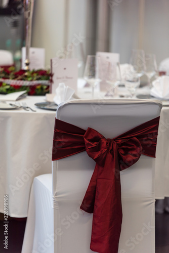 elegant red and white table setting