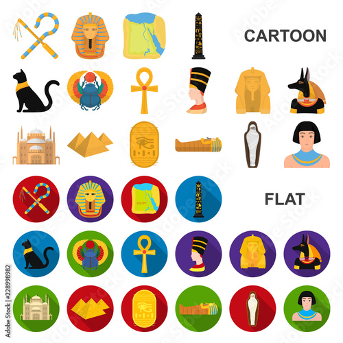 Ancient Egypt cartoon icons in set collection for design. The reign of Pharaoh vector symbol stock web illustration.