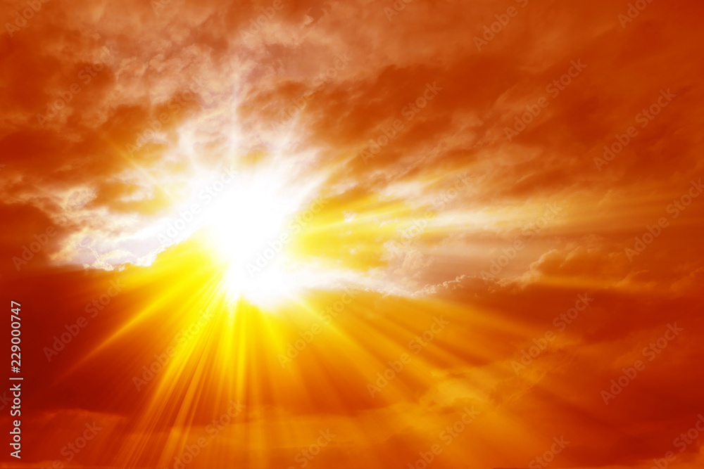 Fototapeta premium Rays of sunshine in the clouds, Holy Spirit