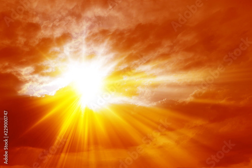 Obraz na plátně Rays of sunshine in the clouds, Holy Spirit