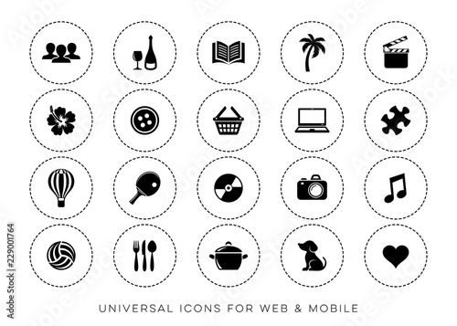 Black vector leisure web and mobile icons