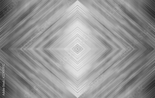Rhombus black and white. Monochrome abstract technology background for templates, layouts, web pages. Kaleidoscope symmetric effect with strips and geometric shapes