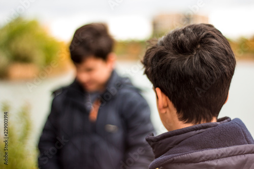 Boys near lake