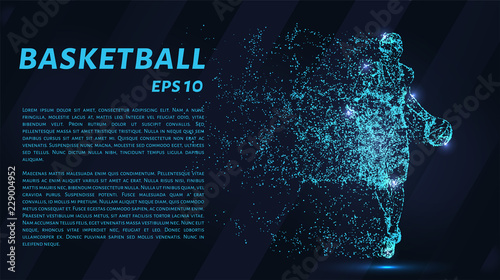 Basketball player silhouette. Basketball of the particles.