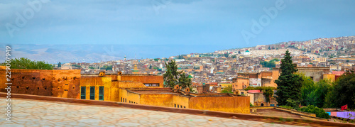 Aerial view on medina of beautiful city Fes, Morocco