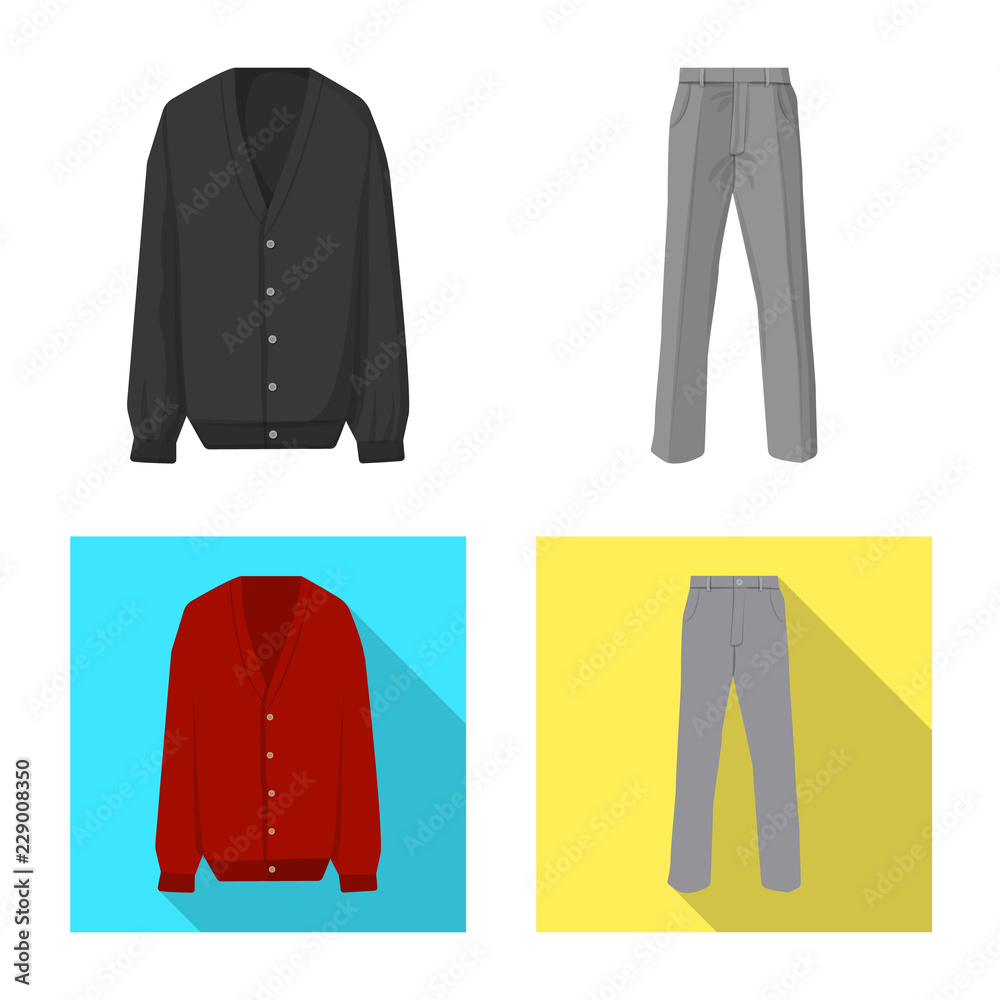 Vector design of man and clothing symbol. Set of man and wear vector icon for stock.