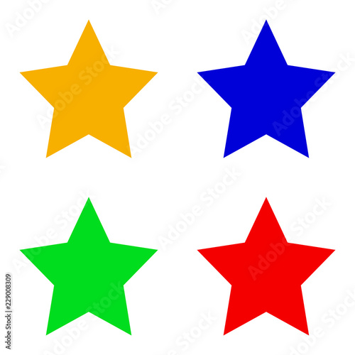Set of stars, red, orange, blue and green star, vector illustra, EPS 10.