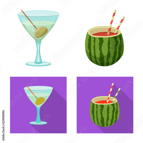 Vector illustration of drink and bar icon. Collection of drink and party stock vector illustration.