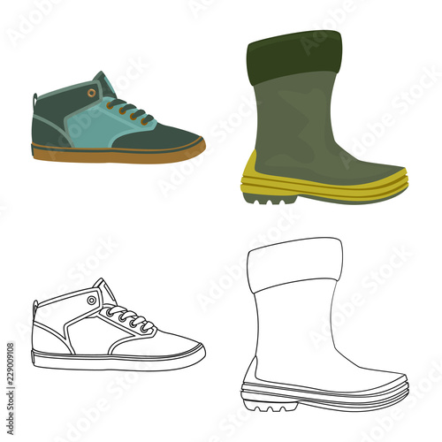 Vector illustration of shoe and footwear icon. Collection of shoe and foot stock vector illustration.