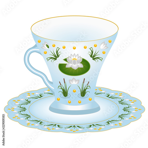 Porcelain tea asset - tea cup and saucer