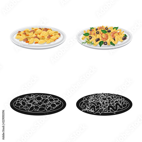 Vector illustration of pasta and carbohydrate icon. Collection of pasta and macaroni vector icon for stock.