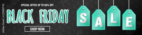 Black Friday Sale - shiny header with text. Vector.