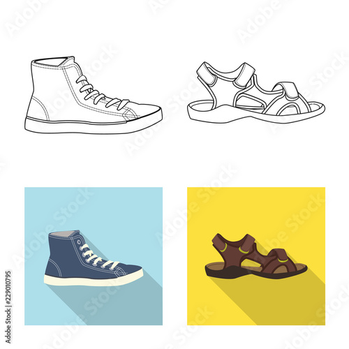 Isolated object of shoe and footwear icon. Collection of shoe and foot vector icon for stock.