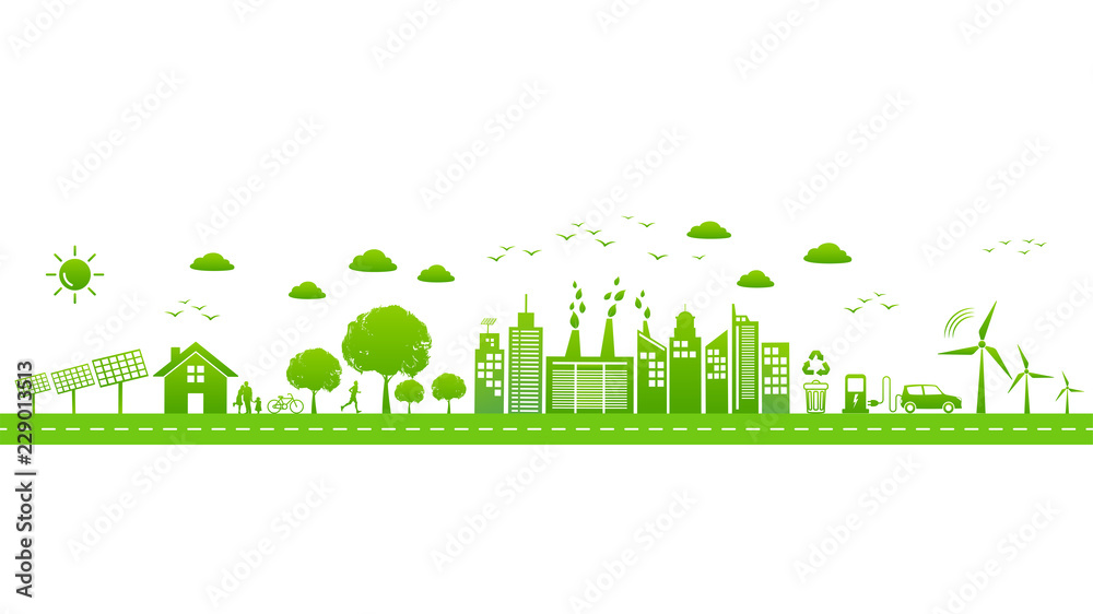 World environmental with sustainable development, Ecology friendly and green city concept,vector illustration