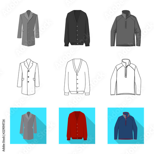 Vector illustration of man and clothing logo. Set of man and wear vector icon for stock.