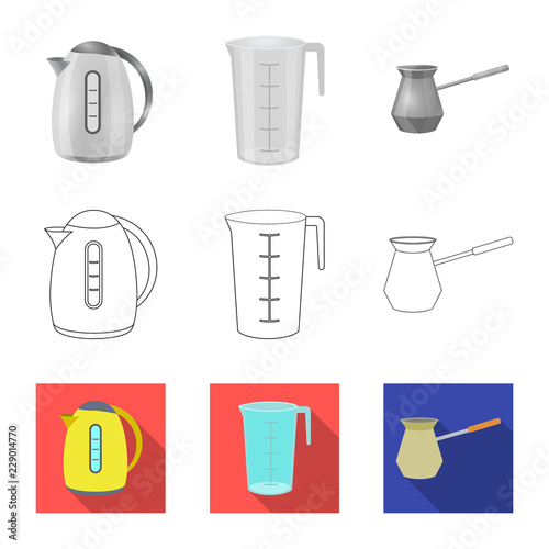 Vector illustration of kitchen and cook symbol. Collection of kitchen and appliance stock vector illustration.