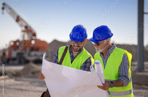 Engineers at construction site