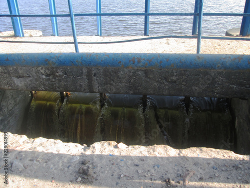 the waterfall at the dam