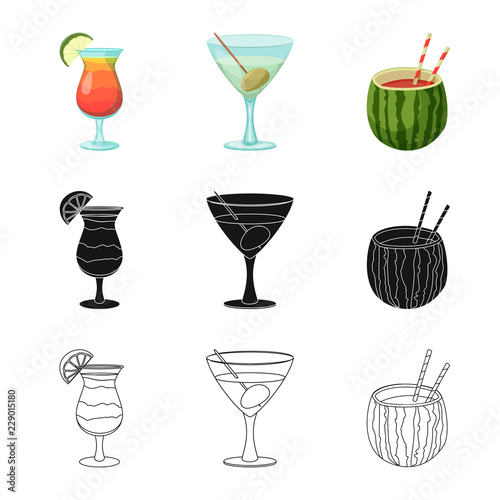 Isolated object of drink and bar symbol. Set of drink and party vector icon for stock.