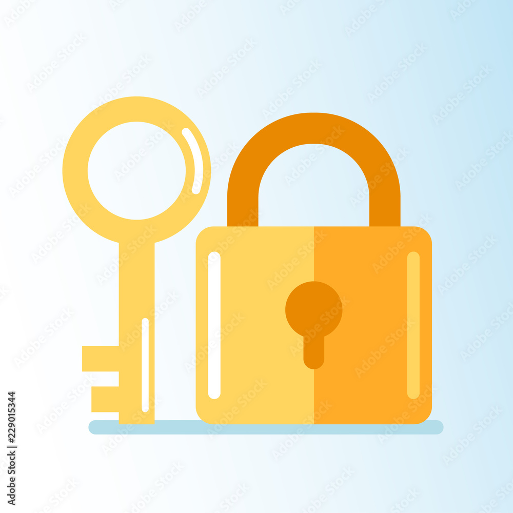 Close lock and key icon element object. Security protection concept. Vector flat cartoon graphic design isolated illustration Close lock and key icon element object. Security protection concept. Vector flat cartoon graphic design isolated illustration