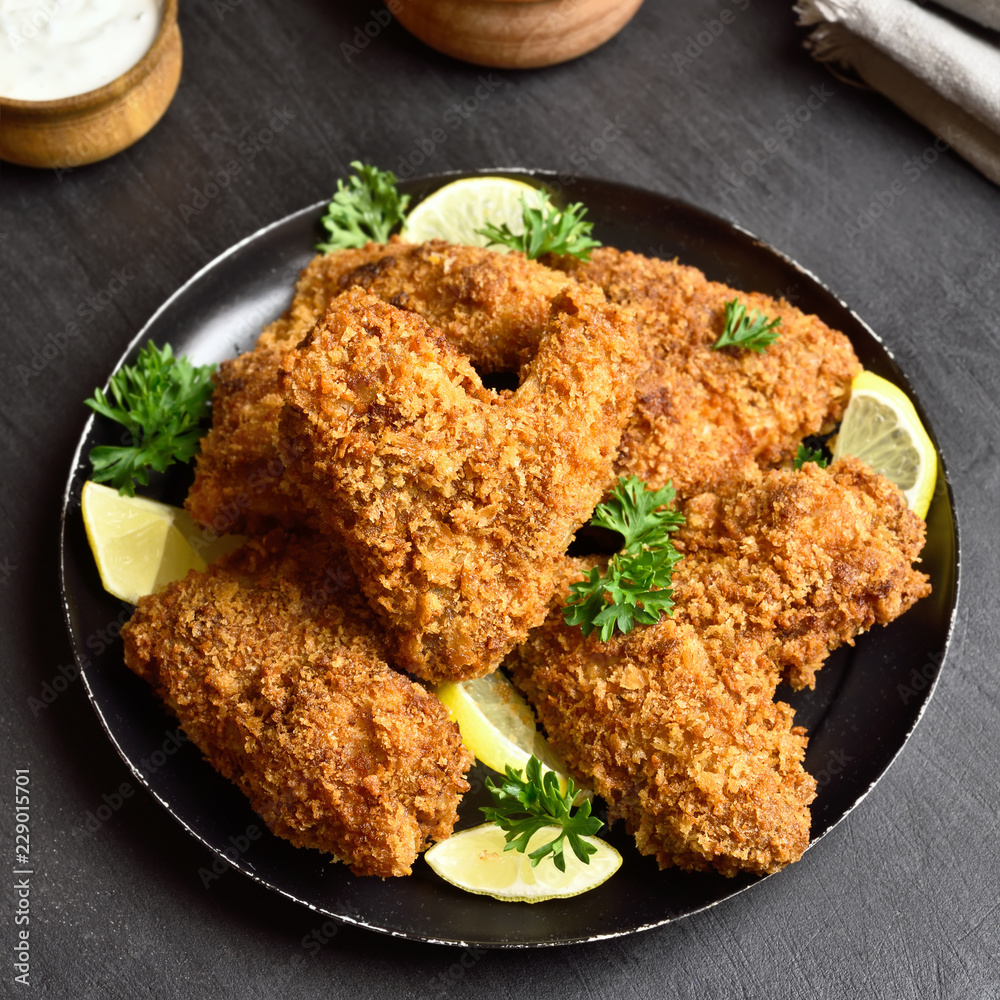 Fried breaded chicken wings Fried breaded chicken wings