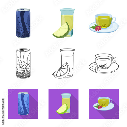 Isolated object of drink and bar symbol. Set of drink and party stock vector illustration.