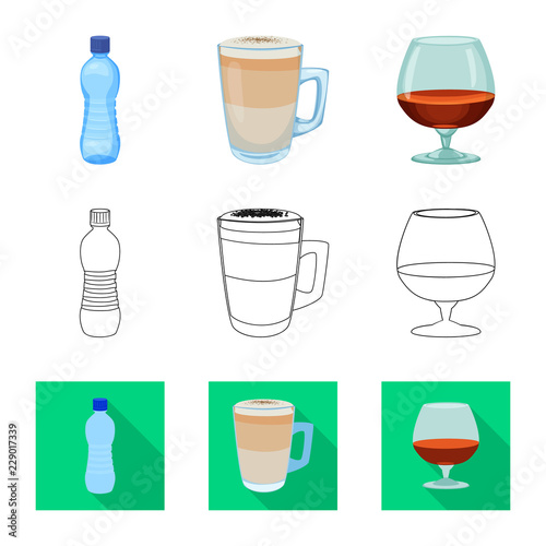 Vector design of drink and bar icon. Set of drink and party stock vector illustration.
