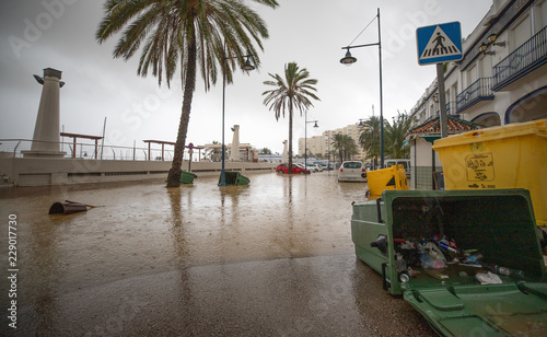 Flooding and torrential rain in Estepona, Malaga, Spain on 21.10.2018