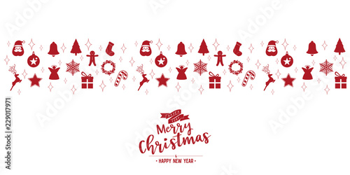 Christmas phase text and star with santa beard and ornaments with symbol design on background