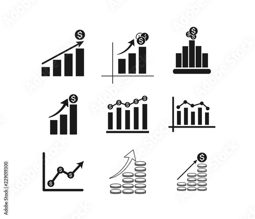 Business growth icon sets