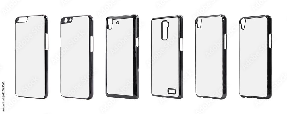 Phone case on isolated background with clipping path. Mobile cover for montage or your design. Phone case on isolated background with clipping path. Mobile cover for montage or your design.