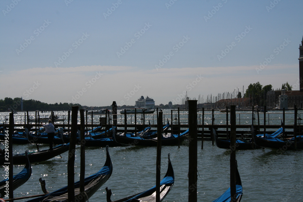 Venice, gondolas in Piazza San Marco