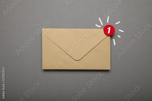 Newsletter notification, subscribe email. Information message, marketing envelope.