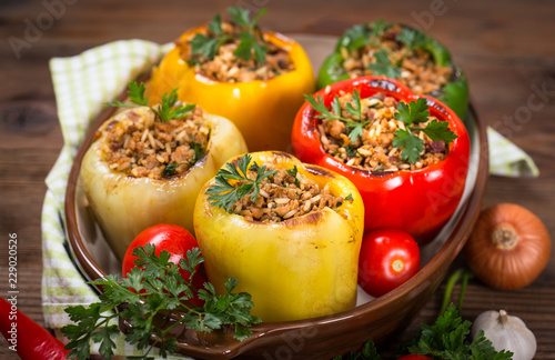 Stuffed peppers with meat and rice